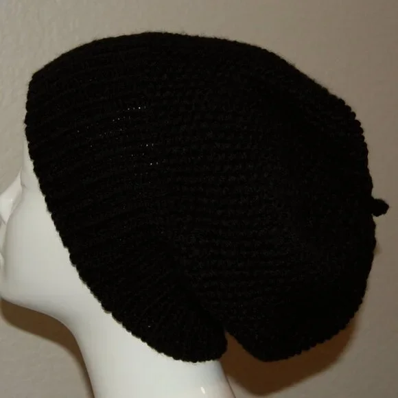 NEW Handmade Black Beret Hat, Women Size M/L - Picture 6 of 9